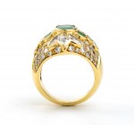 Diamant-Smaragd-Goldband-Ring