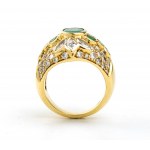 Diamantový smaragdový zlatý prsteň