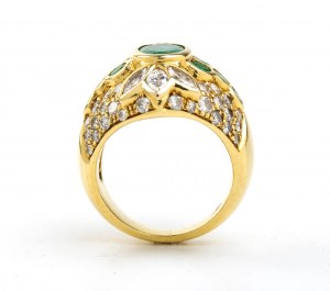 Diamant-Smaragd-Goldband-Ring