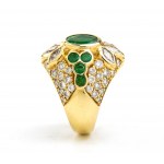Diamond emerald gold band ring
