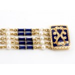 Gold bracelet with pearls and enamels