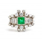 Emerald diamond gold ring