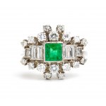 Anello d'oro con diamante smeraldo