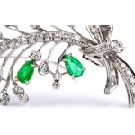 Emerald diamond gold brooch