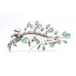 Emerald diamond gold brooch