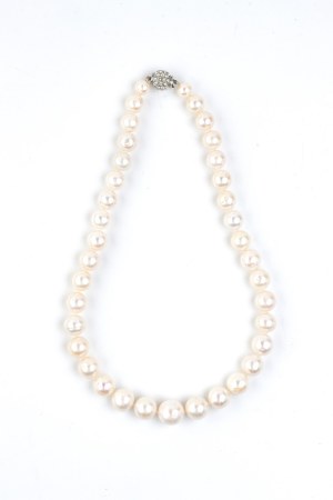 Pearl glass paste gold necklace