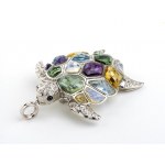 Gold turtle pendant - brooch with diamonds and glass pastes.