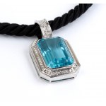 Aquamarine diamond gold pendant