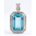 Aquamarine diamond gold pendant