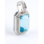 Aquamarine diamond gold pendant