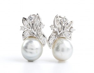 Perle Diamant Gold Paar Ohrringe