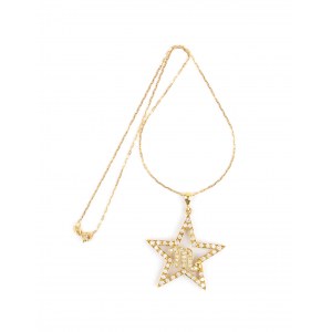 Gold necklace with zodiac symbol diamond pendant