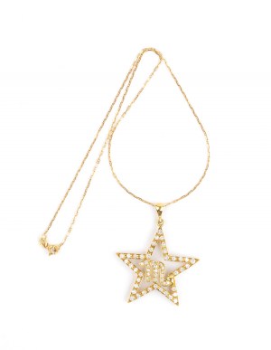 Gold necklace with zodiac symbol diamond pendant