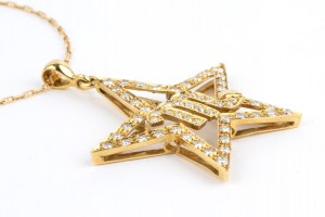 Zlatý náhrdelník s diamantovým přívěskem se symbolem zvěrokruhu