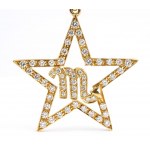 Złoty naszyjnik z diamentową zawieszką z symbolem zodiaku