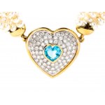 Zlatý náhrdelník s modrým topásom a diamantom a perlou