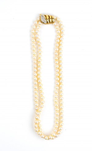 Collier diamant perle or