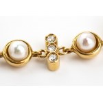 Złota bransoletka z perłami, diamentami i monetami