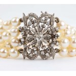 Pearls diamond gold bracelet