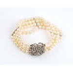 Pearls diamond gold bracelet