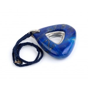 Lapislazuli diamond rock crystal gold pendant