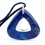 Lapislazuli diamond rock crystal gold pendant