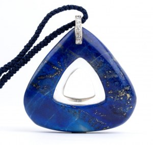 Lapislazuli diamond rock crystal gold pendant