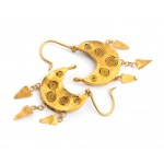 Gold pendant earrings in archeological-style