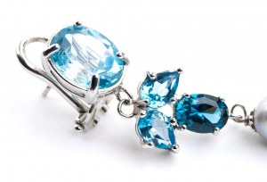 Blue topaz pearl drop earrings