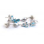 Blue topaz pearl drop earrings