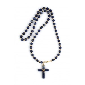 Lapislazzuli, gold, and fabric rosary