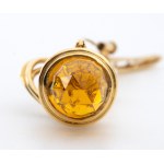 Diamond citrine quartz gold brooch