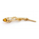 Diamond citrine quartz gold brooch