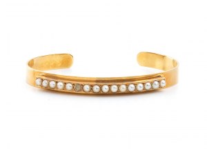 Bracciale rigido in oro con perle