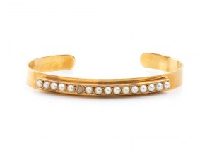 Gold rigid bracelet with pearls