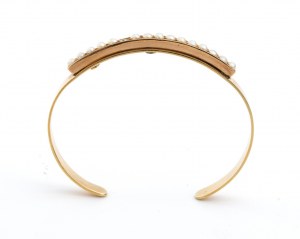 Bracciale rigido in oro con perle