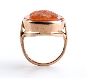 Archaeological-style gold ring set with carnelian