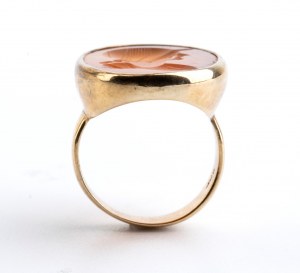 Archaeological-style gold ring set with carnelian