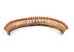 golden copper tiara with Mediterranean coral