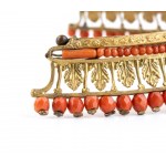 golden copper tiara with Mediterranean coral