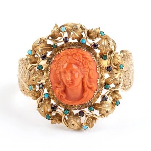 Mediterranean coral rigid gold bracelet