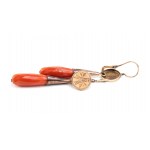 Mediterranean coral drop gold earrings