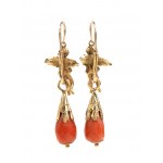 Mediterranean coral gold drop earrings