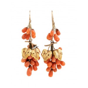 Mediterranean coral gold earrings