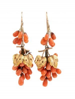 Mediterranean coral gold earrings