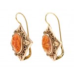 Gold earrings with cerasuolo coral coral cameos