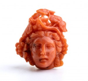 Mediterranean coral cameo gold ring