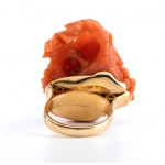 Mediterranean coral cameo gold ring