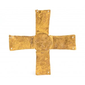 Gold archeological-style cross