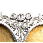 Diamond gold silver photo frame brooch